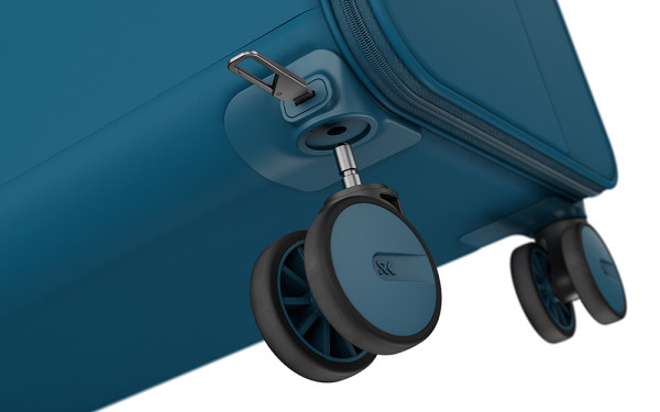 靜音、平穩的360°雙旋轉可拆卸滾輪,方便清潔。 Rollink最新行李箱摺疊後如外套 存放超慳位無懼行李加辣措施