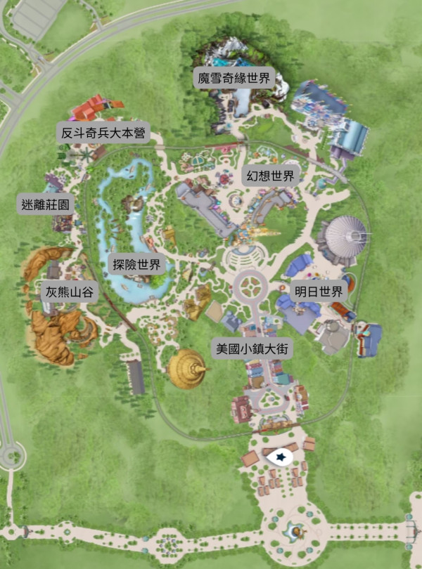 樂園地圖，僅供參考。（圖片來源：香港迪士尼樂園網站）