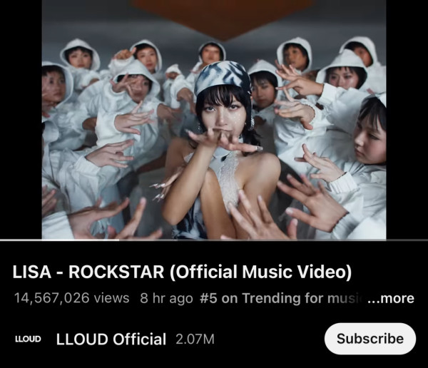 Lisa《Rockstar》MV成績超好