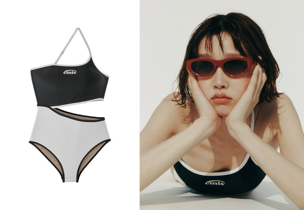 LOGO CUT-OUT SWIMSUIT-BLACK/WHITE 99,000 KRW