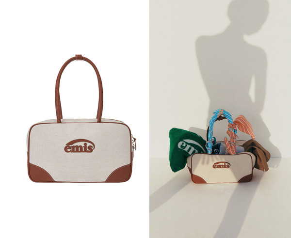 CANVAS LEATHER TOTE BAG-BROWN 179,000 KRW