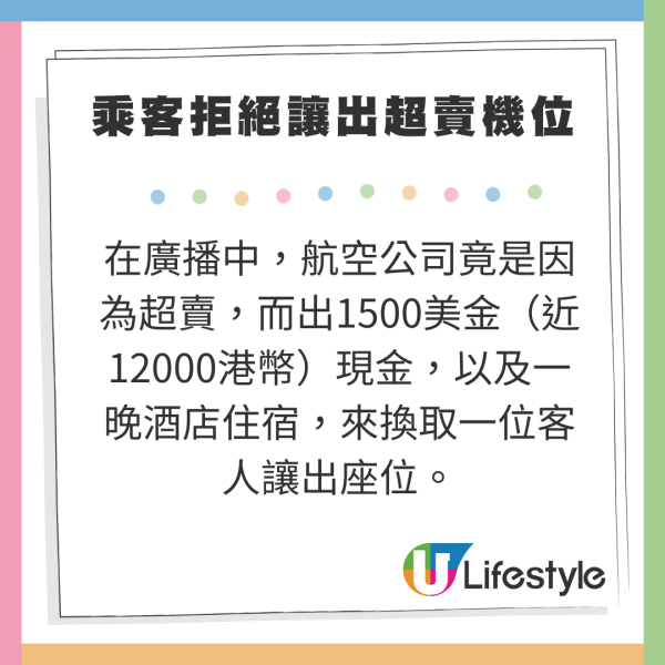 乘客拒絕以$XXXX讓出超賣機位 網民反應超熱烈:我會毫不猶豫