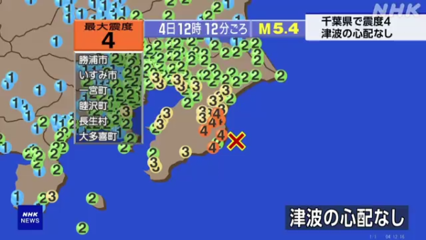快訊！日本千葉5.4級地震 東京強烈震感新幹線停駛 