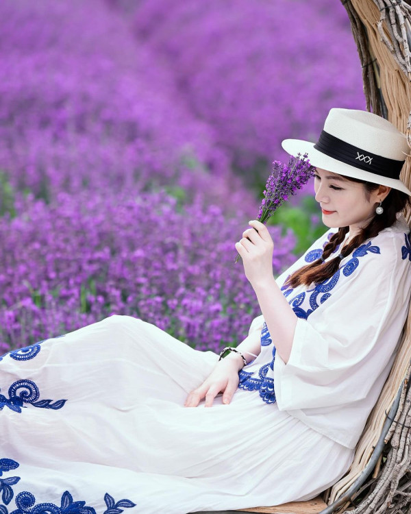 苟芸慧遊新疆紫色花海打卡 靚相獲讚仙氣十足「零孕味」 