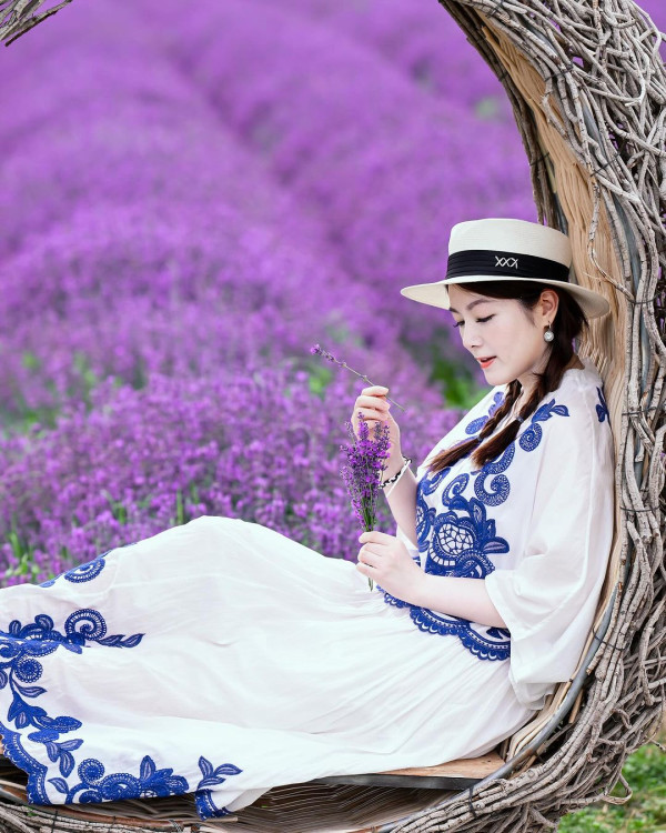 苟芸慧遊新疆紫色花海打卡 靚相獲讚仙氣十足「零孕味」 