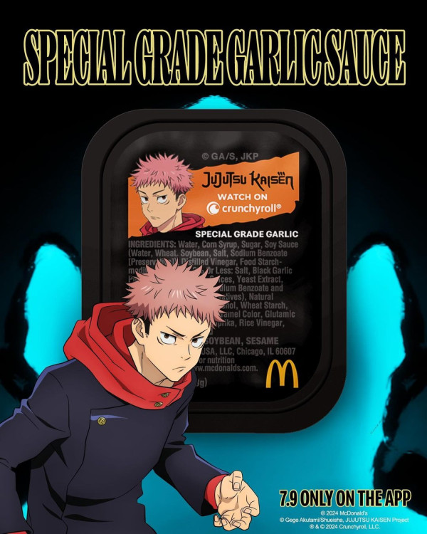 美國麥當勞聯乘《咒術迴戰》 推出8個人氣角色「特級香蒜醬 Special Grade Garlic Sauce」 