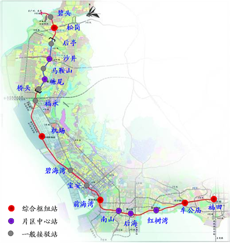 深圳地鐵11號線路線圖（圖片來源：深圳市規劃與國土資源委員會）