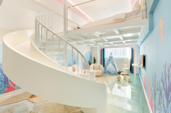 珠海海洋密碼美宿酒店的藍色夢幻房間