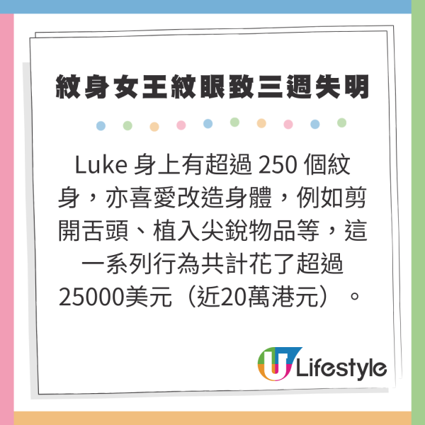 澳洲「青眼白龍」紋身女王Amber Luke 紋眼球致三週失明 稱困擾但值得