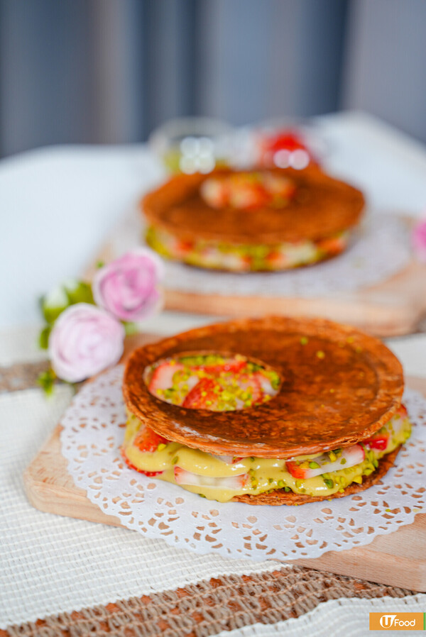 神還原Gariguette法式千層酥三文治！焦糖酥皮／開心果吉士忌廉／士多啤梨