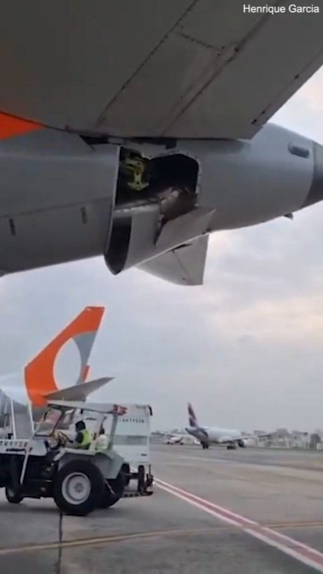 巴西機場飛機碰撞釀恐怖意外！機尾嚴重破洞 內部一覽無遺 