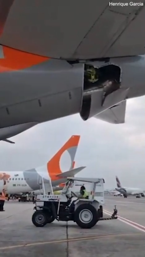 巴西機場飛機碰撞釀恐怖意外！機尾嚴重破洞 內部一覽無遺 