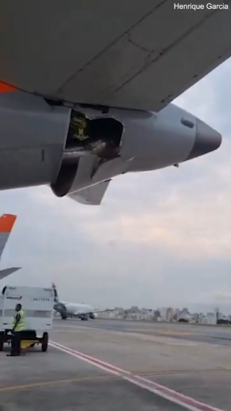 巴西機場飛機碰撞釀恐怖意外！機尾嚴重破洞 內部一覽無遺 
