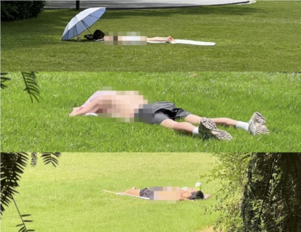 「曬背族」盛夏佔據上海公園 赤裸上身曬背遭投訴影響市容 