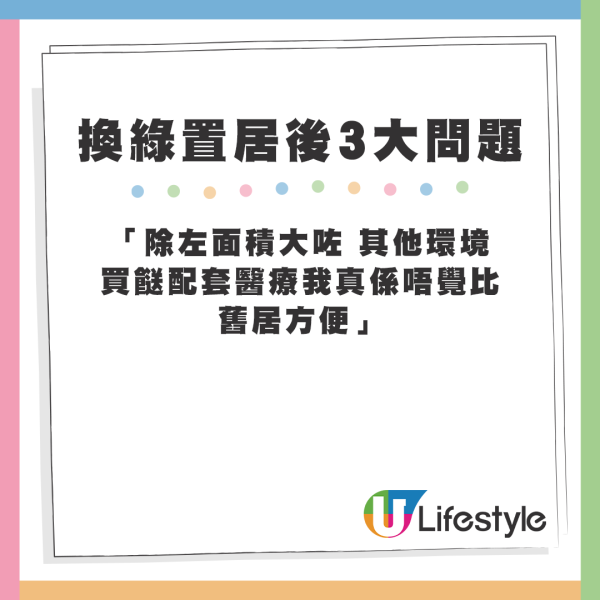楼主列出搬入新居后3大问题。来源：香港公营房屋讨论区