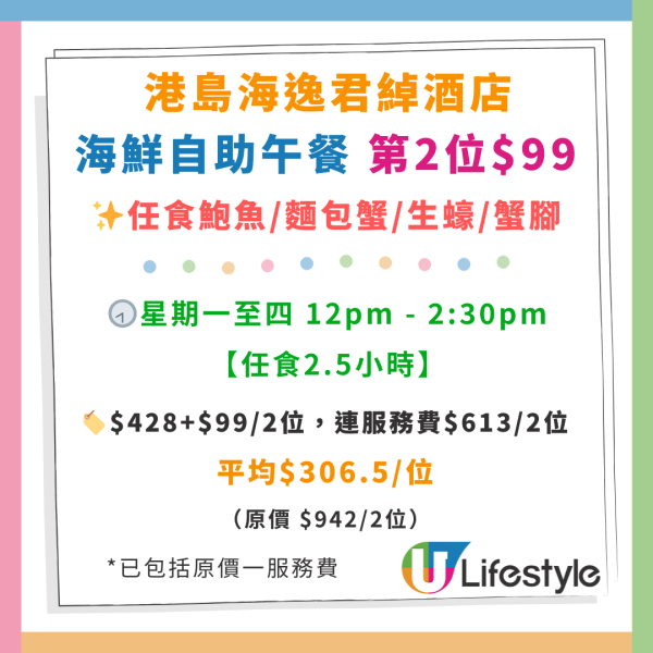 港島海逸君綽酒店自助餐優惠！第二位$99任食生蠔／蟹腳／片皮鴨／13款口味MÖVENPICK雪糕