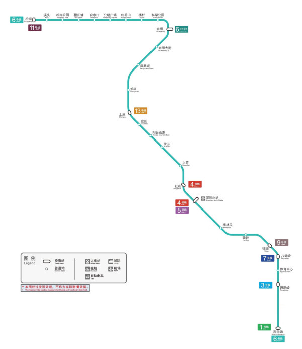 深圳地鐵6號線路線圖（圖片來源：網上圖片）