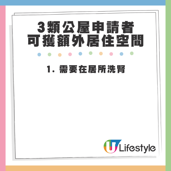 3類公屋申請者可獲額外居住空間。資料來源：立法會