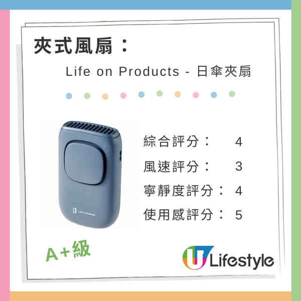 日本雜誌《MONOQLO》實測26款手提電風扇評分