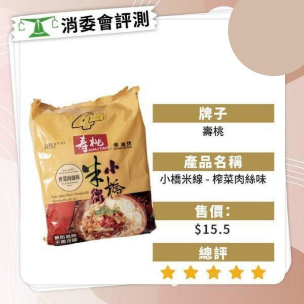 消委會測試30款米製麵食 逾八成半含金屬污染物【附12款安全之選】