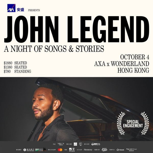 John Legend香港演唱會2024｜靈魂天王John Legend10月開戶外騷 事隨六年再來港演出！票價/場地/開售日期/售票連結一覽