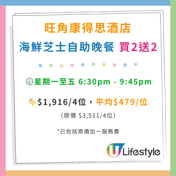 旺角康得思酒店Cordis自助餐優惠！全新海鮮芝士主題 $251任食蟹腳／龍蝦鉗／芝士明太子焗扇貝／MÖVENPICK雪糕