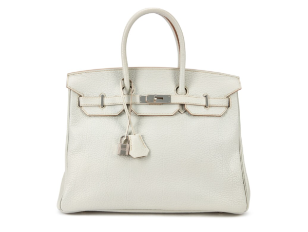 珍珠灰色Fjord牛皮35公分柏金包(估價:5-15萬元)