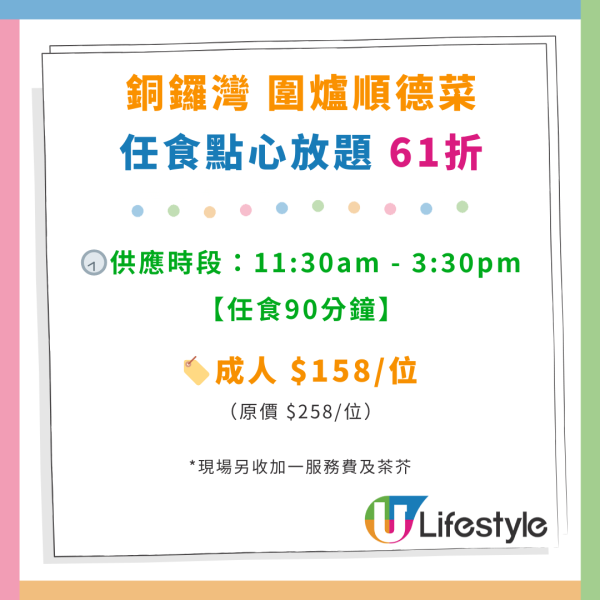 銅鑼灣人氣點心放題優惠！$158任食30款點心！蟹籽燒賣／流沙奶黃包／灌湯餃