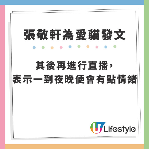 張敬軒愛貓Leslie近日逝世 深夜難忍傷痛開直播盡訴思念︰唔敢再養小動物