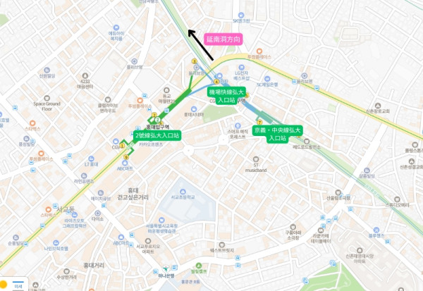 弘大地圖（圖片來源：Naver Map）