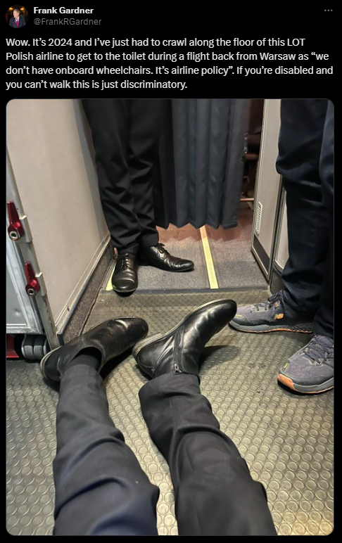 航空公司禁止機上使用輪椅！殘障記者慘被迫地下爬去廁所 
