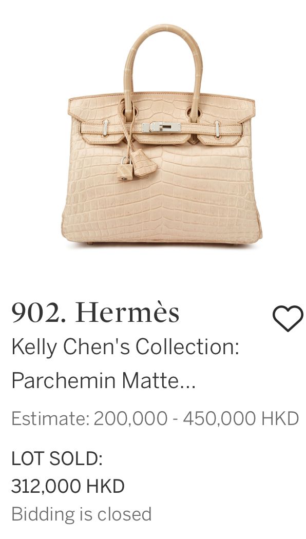 羊皮紙白色啞光尼羅鱷皮30公分特別定製柏金包(拍賣價:312000元)