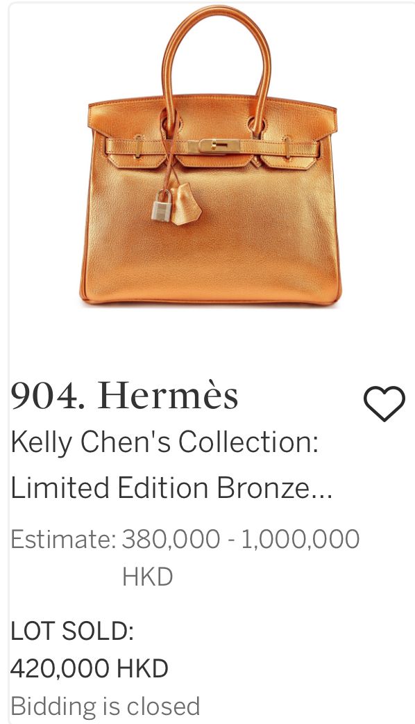 限量版金屬古銅色Chèvre山羊皮Metallic 30公分Birkin(拍賣價:420000萬元)