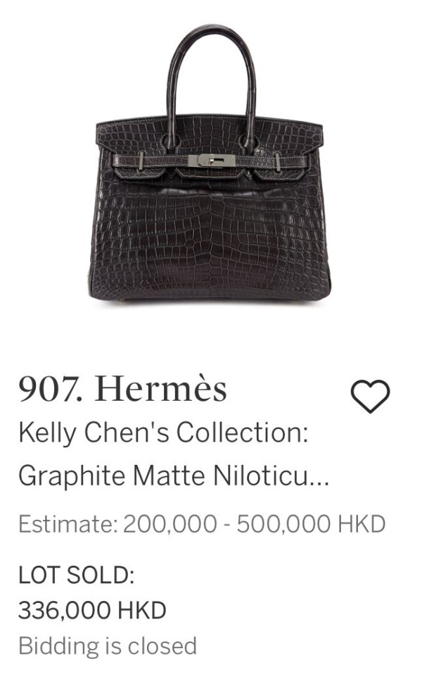 石墨色啞光尼羅鱷皮30公分特別定製柏金包(拍賣價:336000元)