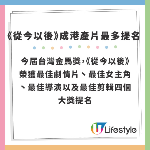 金馬獎2024｜《從今以後》成港產電影最多提名 區嘉雯殺入影后死亡之組