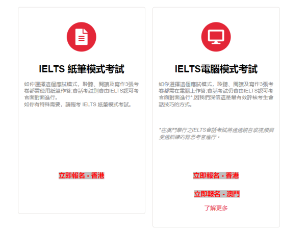 IELTS應試模式（圖片來源：英國文化協會）