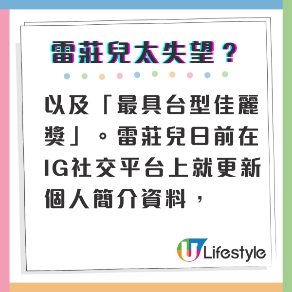 環球小姐2024丨雷莊兒飲恨奪港區季軍太失望？IG一舉動被指疑似不滿賽果