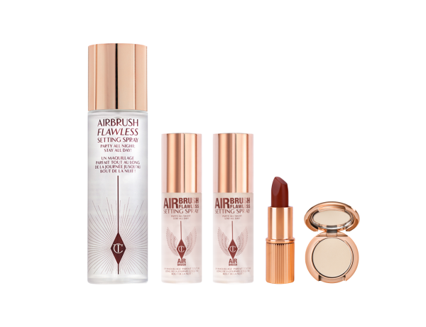 王牌定妝噴霧套裝HK$760 (價值HK$984) •	定妝噴霧200ml •	定妝噴霧34ml 兩件 •	迷你摩登霧感唇膏 - WALK OF NO SHAME •	迷你輕盈無瑕蜜粉 0.8g - FAIR