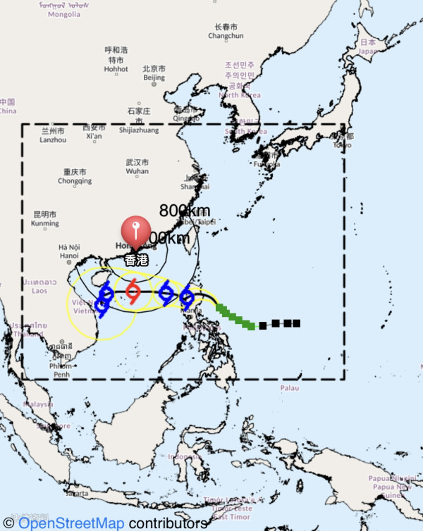 颱風潭美|天文台凌晨1時40分發出一號戒備信號 颱風潭美路徑預測公佈