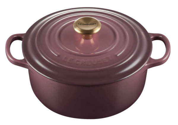 10 月 26 日（星期六）LE CREUSET 20cm 圓形琺瑯鑄鐵鍋連金色鍋蓋 頭（Fig）優惠價：$980（價值：$2,980）（限量 100）