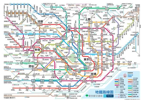東京地鐵路線圖（圖片來源：Tokyo Metro）