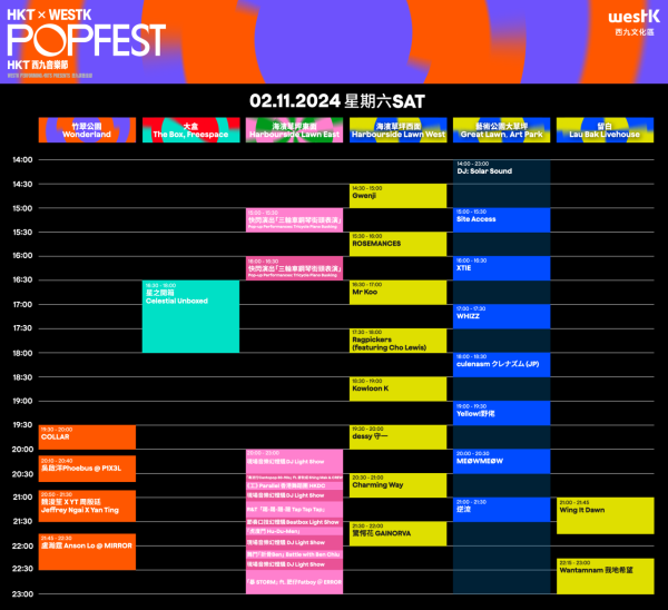 HKT西九音樂節POPFEST演出時間表