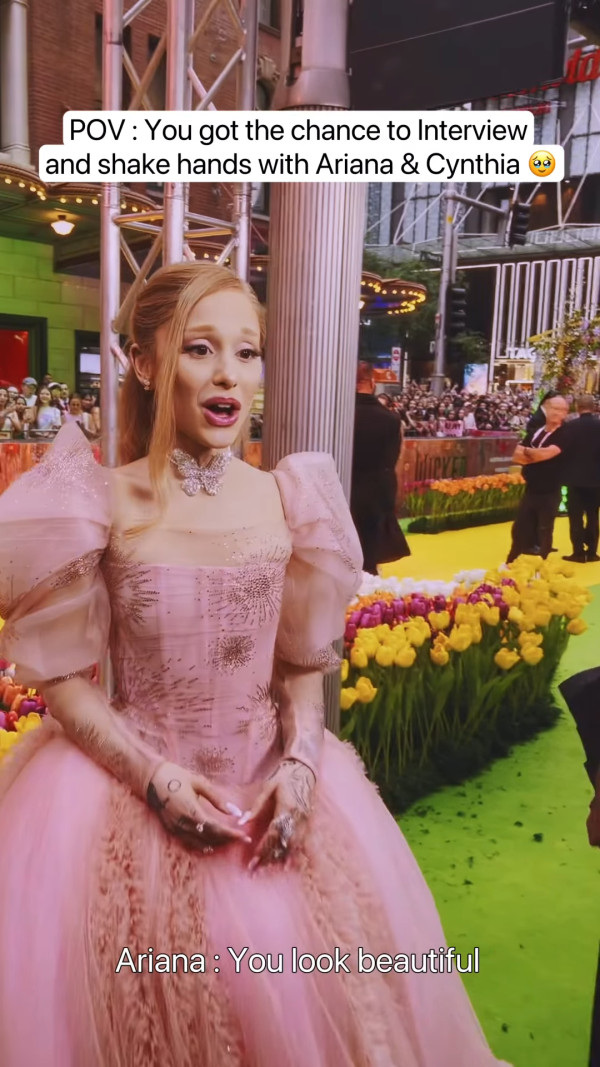 香港最美設計師簡幗儀出席澳洲電影首映 自家設計粉紅花裙獲Ariana Grande大讚好靚