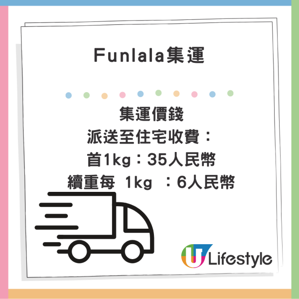 Funlala集運收費詳情