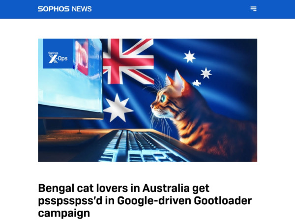 英國網絡安全公司 Sophos 警告，大家勿在 Google search「Are Bengal Cats legal in Australia?」這 6 個字。