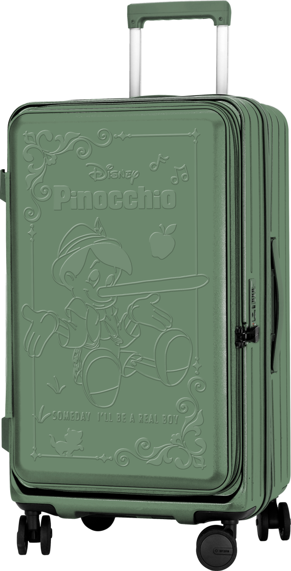 Pinocchio 前開蓋日本輪胖胖箱綠色(預購價:26” $899/ 28” $999)，產品尺寸:26”:38cm(L) x 33cm(W) x 65cm(H);4.2kgs，28”:40cm(L) x 35cm(W) x 71cm(H);4.7kgs。