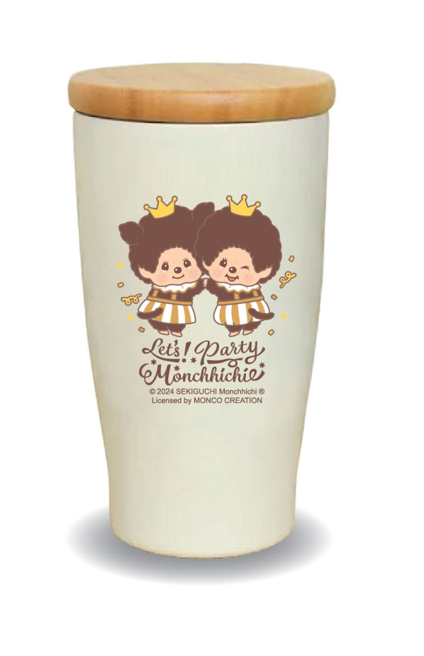 Monchhichi 50 週年 Let’s Party 冷暖保溫杯(預購價: $149)，產品尺寸:8x8x14.2cm;350ml。