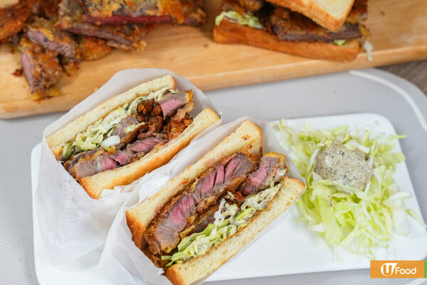 黑松露吉列牛扒三文治│黃金120秒整出星級料理！簡易5步／外脆內嫩