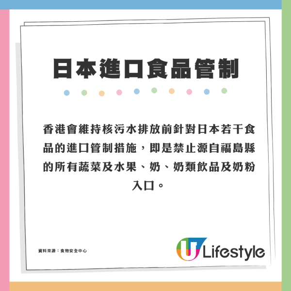 福島核污水｜食環署發出《食物安全命令》禁止源自日本10縣食品進口本港