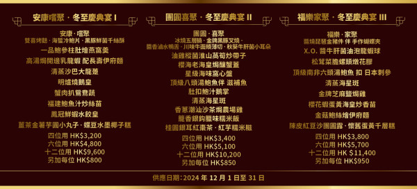 旺角帝京軒冬至盛宴套餐歎盡招牌菜 預訂享9折＋送賀歲糕點券